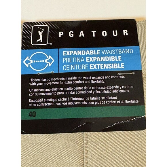 NEW PGA TOUR Flat Expandable Waist Shorts Tan Khaki Men's Size 40 MSRP$55 - Picture 11 of 14
